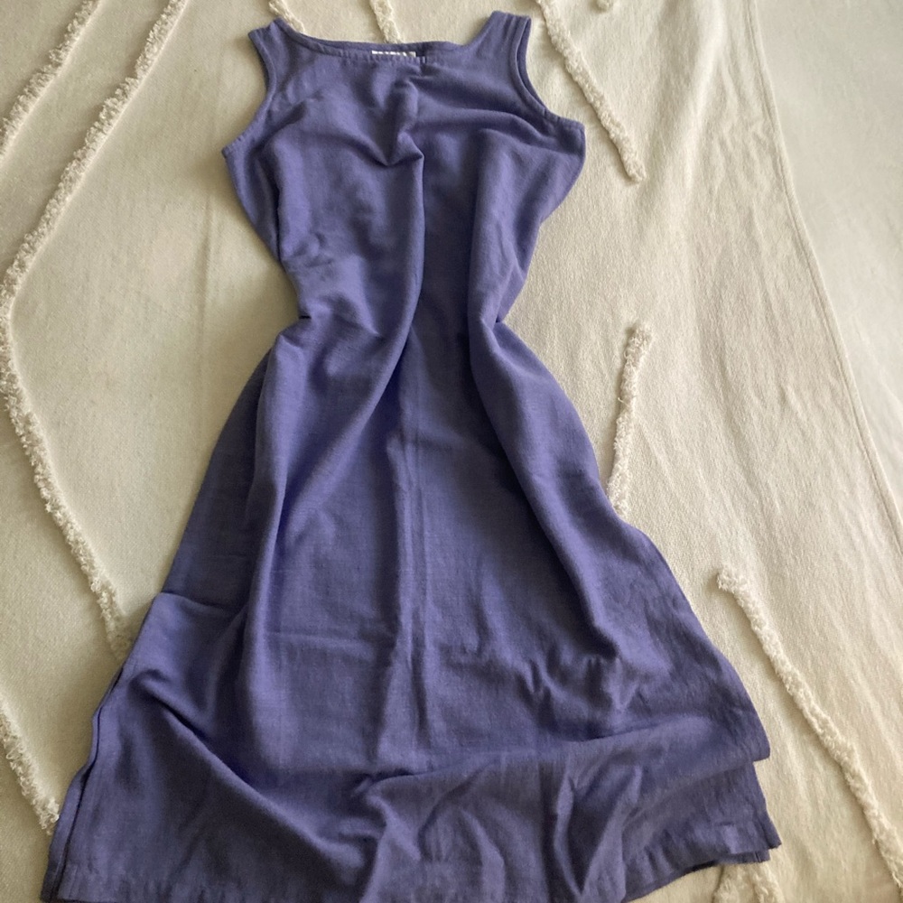 Vintage linen look midi dress.